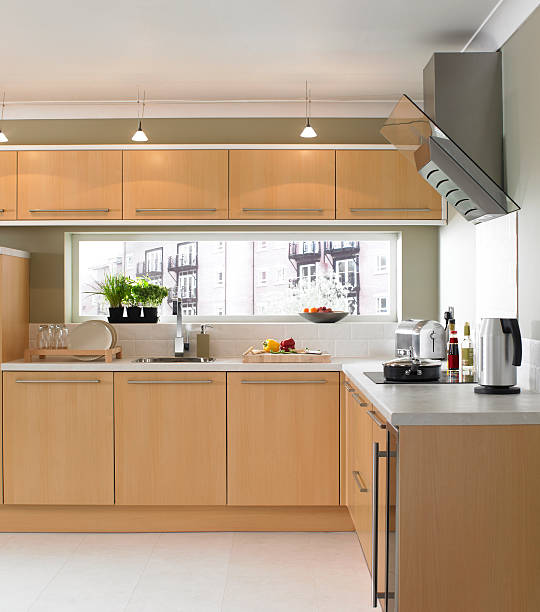 View of a modern stylish luxury kitchen in an expensive apartment complex